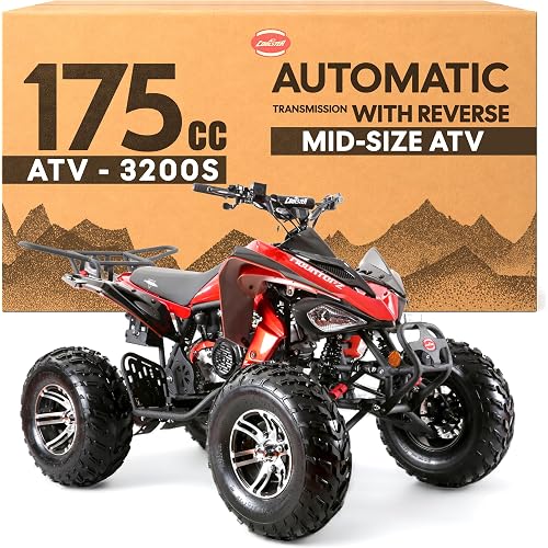 Coolster 175cc ATV for Kids & Adults, Red - Gas Powered Automatic 4 Wheeler Quad with Electric Start, ATV-3200S