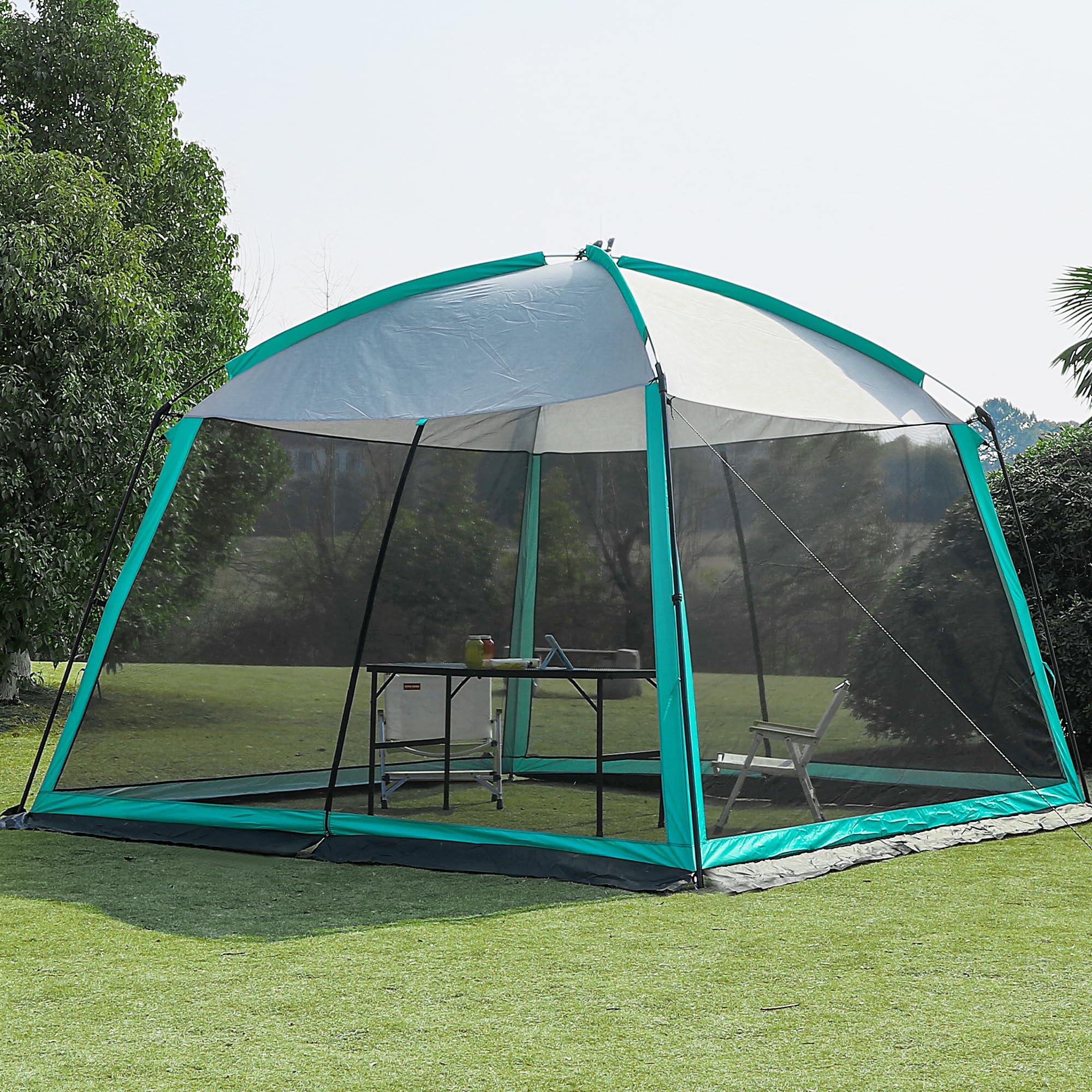 GREGIN Screen House Room 11x11 Ft Mesh Net Tent Canopy Shelter Gazebo, Easy Setup & Waterproof & Sunshade, Suitable for Camping Trip, Backyard, Beach,