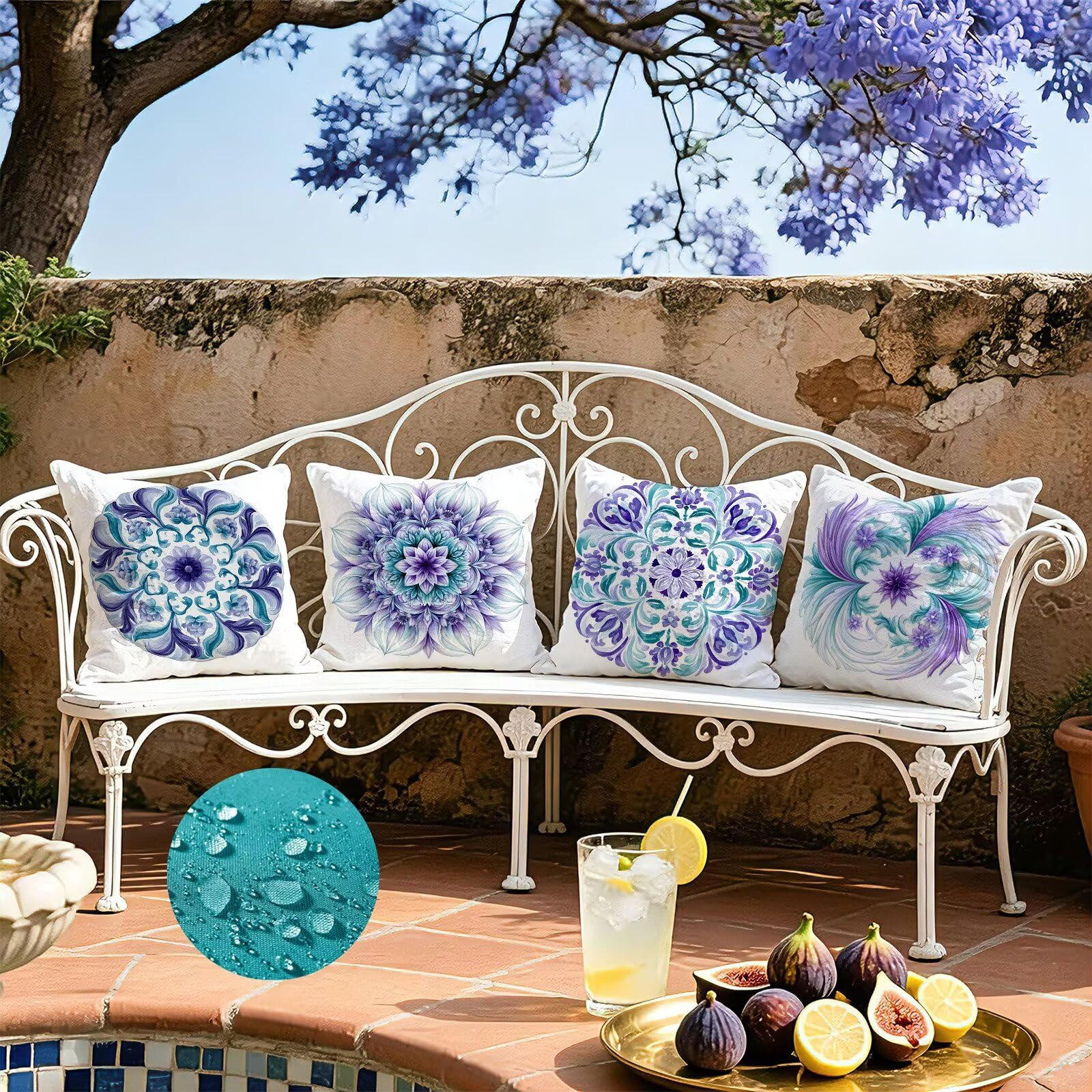Lila Kissenbezug 50x50cm 4er Set Outdoor Kissen Dekokissen, Cod-749