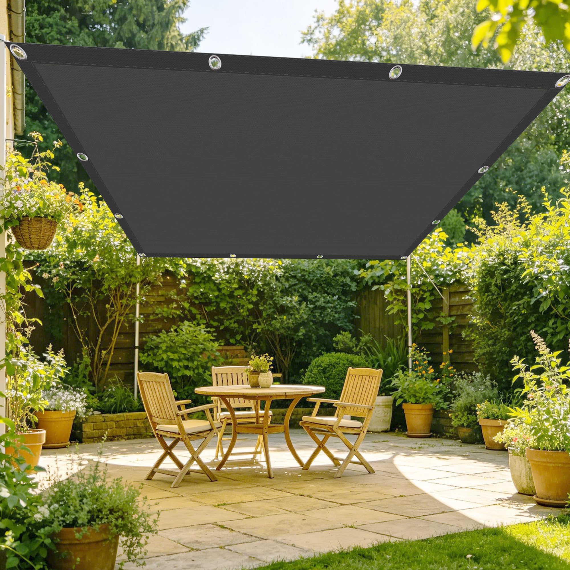 Voile d'ombrage imperméable 3.2x3.2 m protection UV pour extérieur