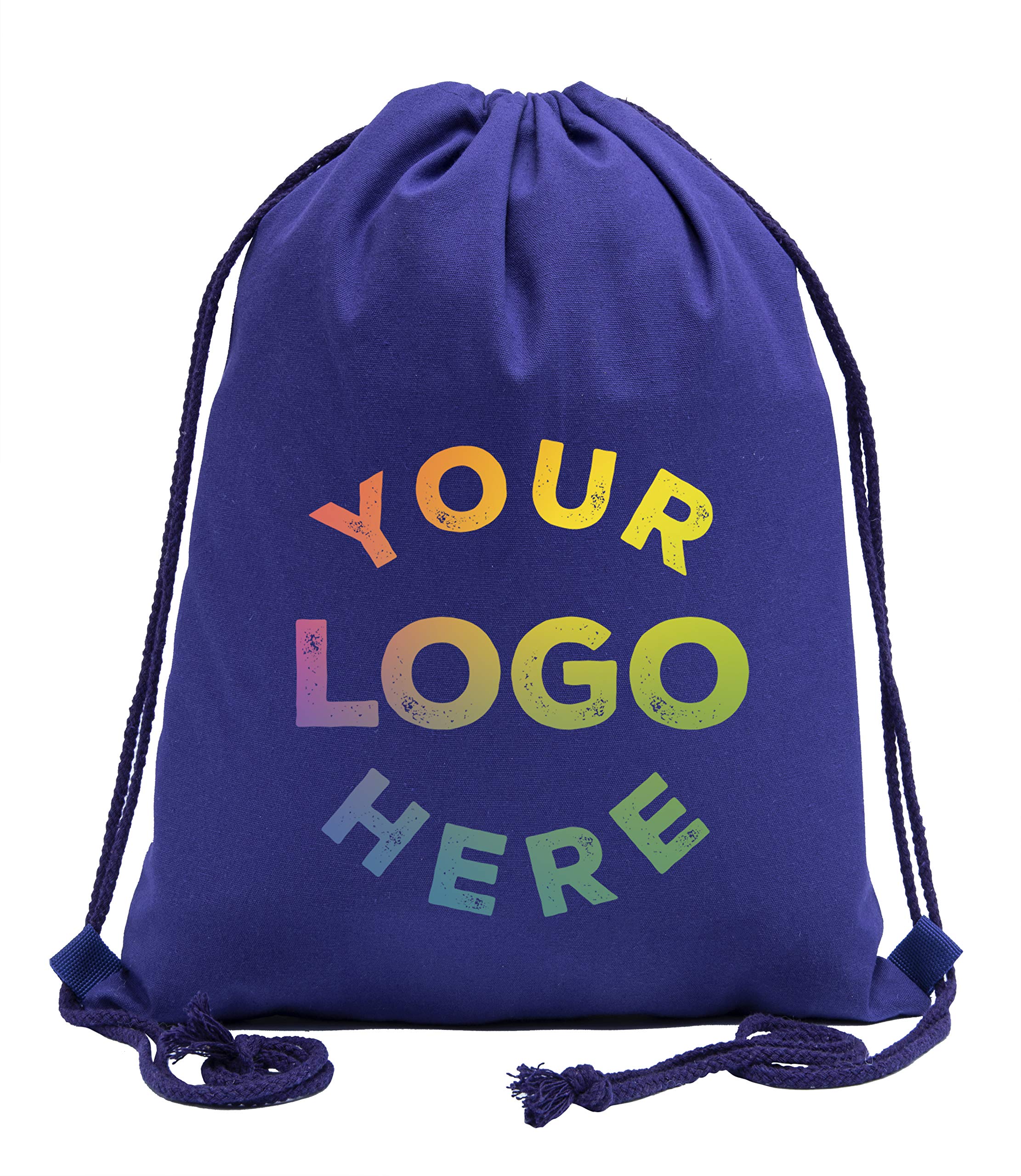 Mato & Hash Personalized Cotton Drawstring Backpacks, Your logo here Custom Cinch Sacks - Royal CE2725
