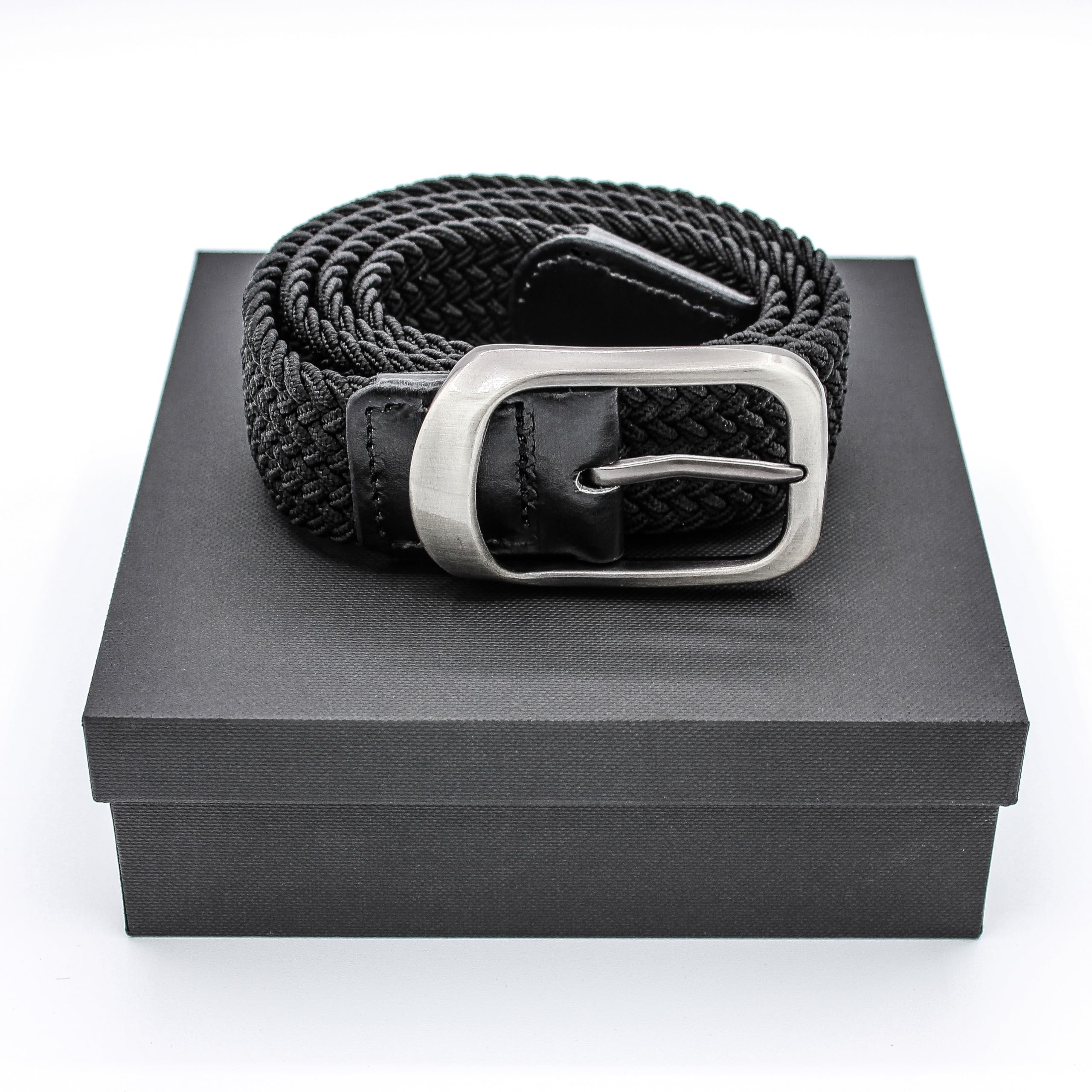 ViKtory Golf Apparel - Braided Webbed Elastic Stretch Adjustable Golf Belt - Gift Box Included & Travel Bag Included - One Size Fits Most (Black)