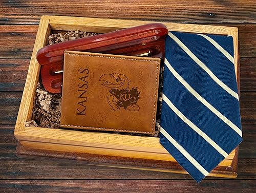 Miniatura 4 de Rico Industries Carteras grabadas con láser de la NCAA Kansas Jayhawks, Marrón, Classic