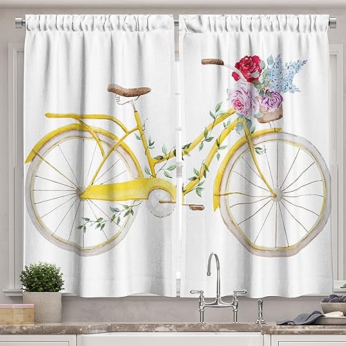 Miniatura 31 de Ambesonne Cortinas de cocina de vino, siluetas abstractas de copas de vino con puntos, bebidas alcohólicas, modernas, juego de 2 paneles para Negro