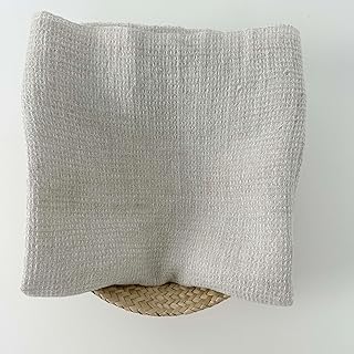 100% Linen Waffle Tweed Fabric, Pre-Washed Soft Handfeel, Light–Medium Weight, 43''~52” Wide – Natural Stretch Effect – Apparel & Home Textiles (Light Natural 52'', 1 Yard pre Cut)