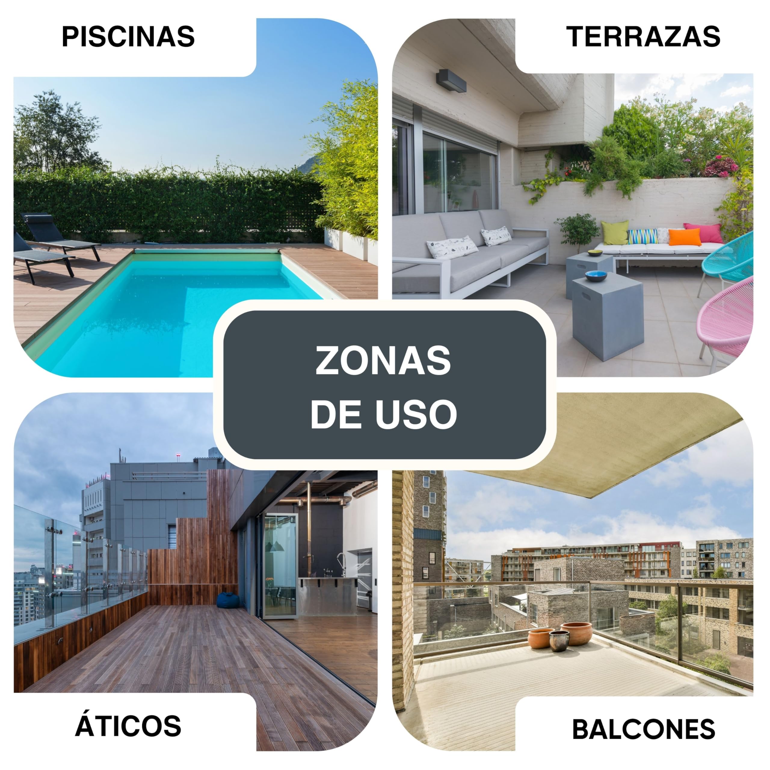 VODALAND - Canal de Drenaje con Rejilla Oculta Ranurada de plastico Color Negro - Pack de 3 Metros para terraza y Piscina, Aguas Pluviales y Desagüe | Solución Elegante y Funcional para Exteriores