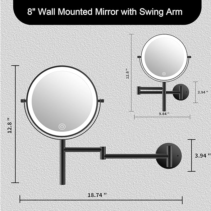 Espejo de Maquillaje de Pared con Luz LED y Aumento 1X/10X miniatura 2