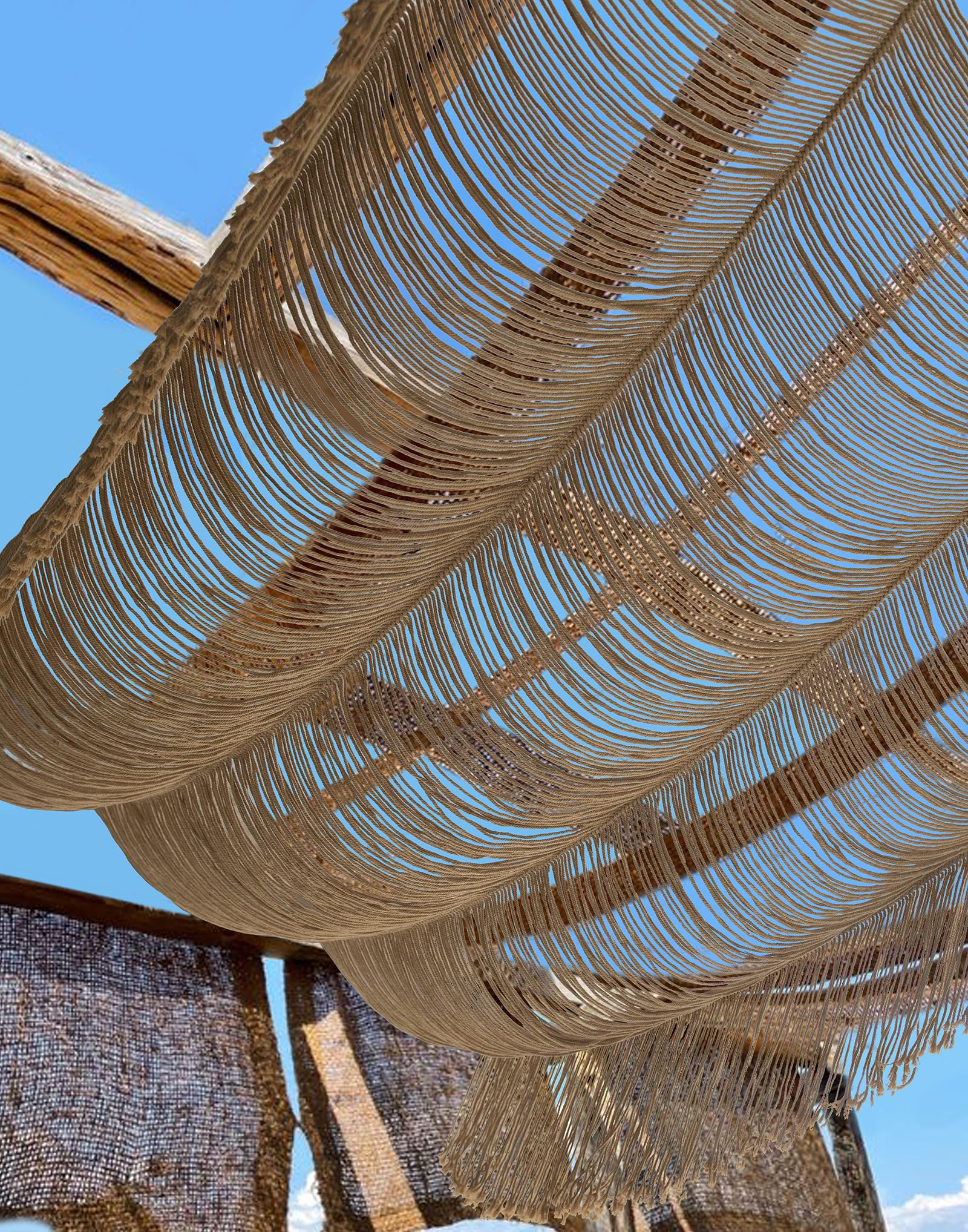 Macrame Curtain Boho Curtain Doorway Window Wall Decor Fiber Yarn Art Handwoven Wall Hanging Art Craftsmanship Home Door Bedroom Wedding Backdrop Arch,Closet Room Divider 59" W x 75" H (1 Panel,Khaki)