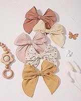 Vista 28 de doboi 20 PCS Lazos Fable de 4.5 Pulgadas Pinzas para el Cabello para Bebés y Niñas Lazos de Algodón y Lino para Niñas Accesorios para el Cabello
