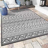 MontVoo 6x9 ft Outdoor Rug Non-Slip Flatweave Patio Rug, UV Protected Rubber Backing Boho Indoor Outdoor Rug for Deck Porch Balcony