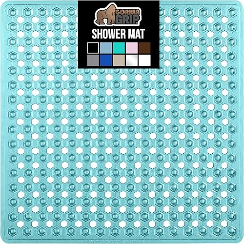 Vista 82 de Gorilla Grip - Alfombra de baño, ducha y bañera patentada, lavable a máquina, anti-bacteriana, sin BPA, látex, sin ftalatos, cuadrada, con agujeros