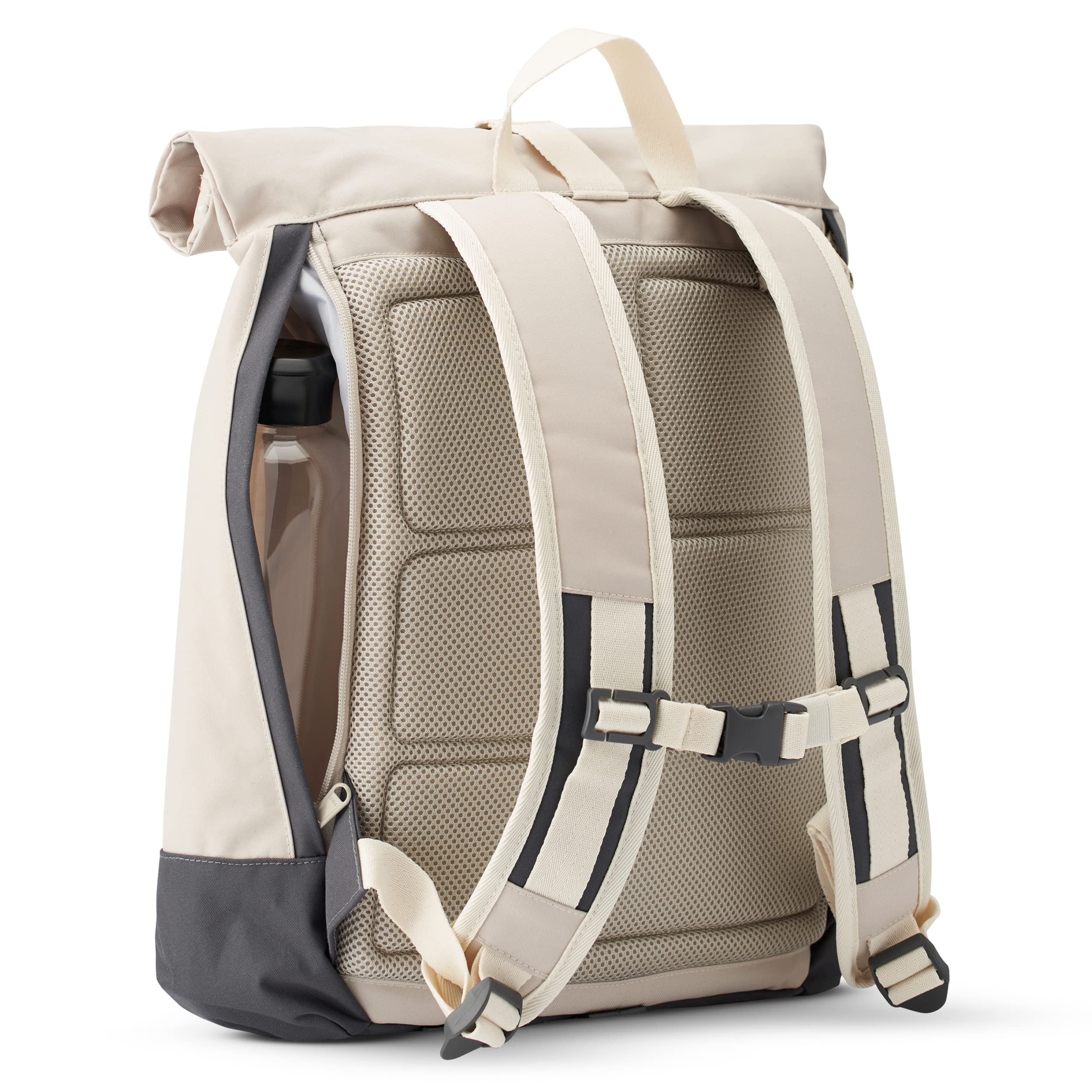LARKSON Zaino Donna & Uomo Grigio - Alva - Zainetto Porta PC 15.6 Pollici - Rolltop ideale per Scuola, Viaggio, Lavoro Sportivo, Università - Idrorepellente