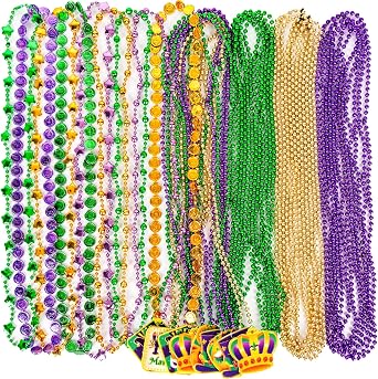 Moon Boat 5PCS Mardi Gras Beads Necklaces Bulk Carnival Accessories for Party Favors Decorations Festival Parades