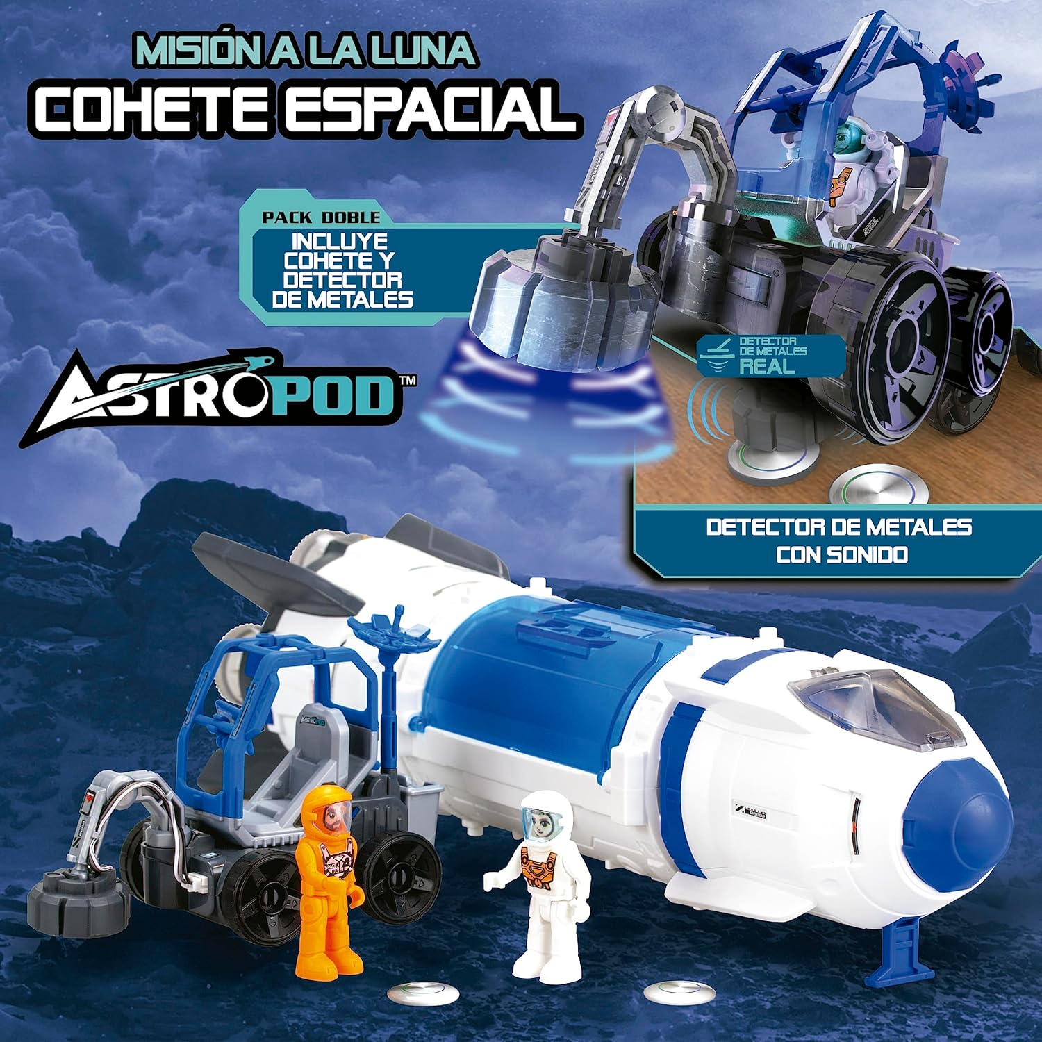 Juego educativo Misión a la Luna: Cohete espacial con efecto humo y detector de metales por 14€ ¡¡65% de descuento!!