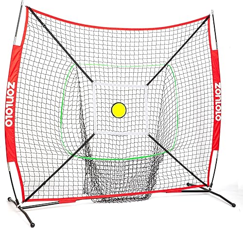 Red portátil de béisbol y sóftbol de 6 x 6 pies para golpear y lanzar, con marco de arco resistente y bolsa de transporte, objetivo circular