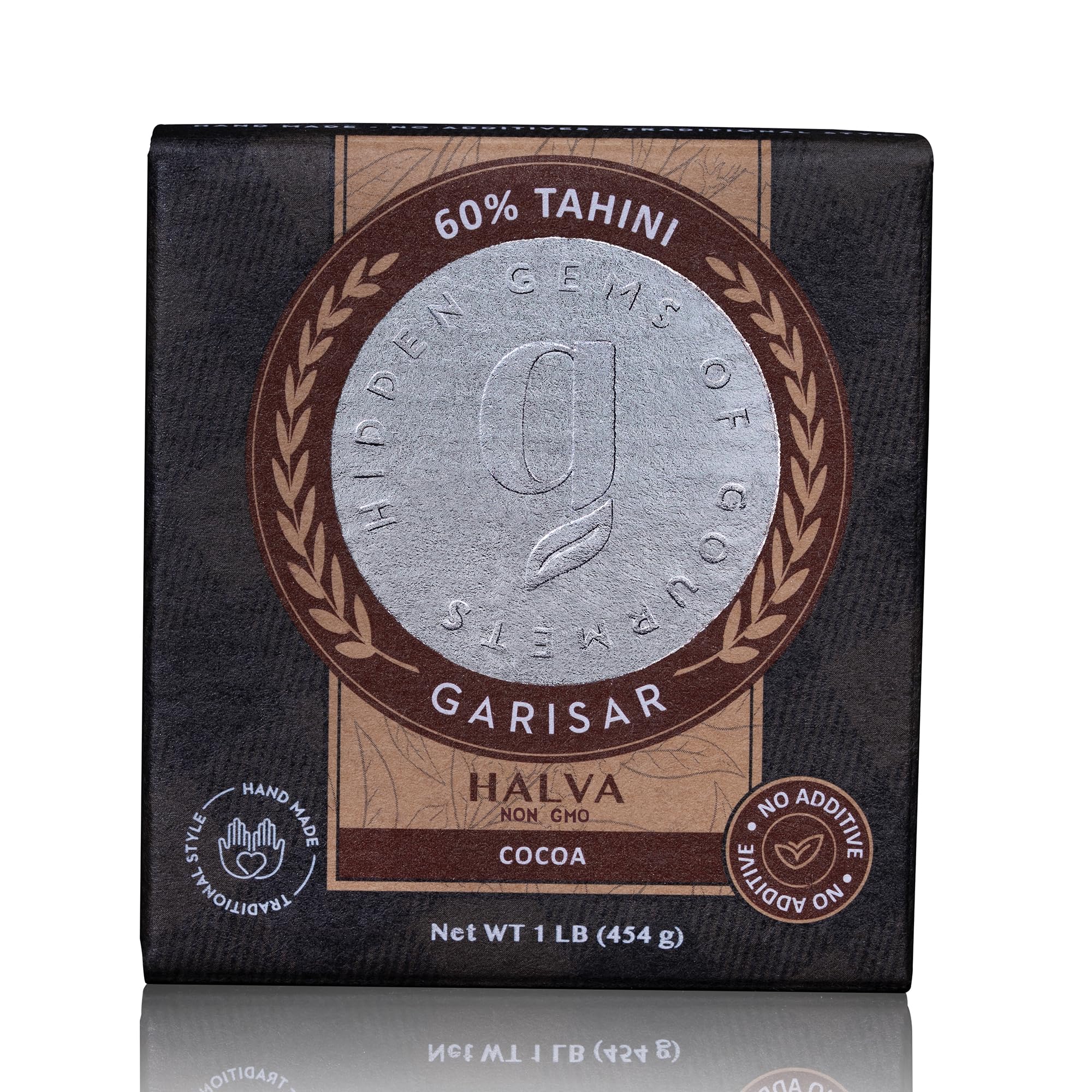 Garisar Tahini Halva 60% Tahini - Cacao Halva - Halvah - Turkish Halva - Halva - Candy Chocolate - Desserts - Middle Eastern Candy Turkish Sweets - Turkish Delights Candy - (Cacao - Pack of 1)