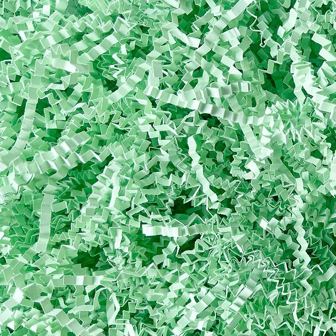 2 LB Light Green Crinkle Paper Filler Shredded Confetti Grass for Easter Baskets