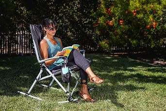 Picnic TIME NCAA Outdoor Rocking Camp Chair with Carry Bag & Cup Holder, 250lbs Capacity Folding XL Heavy Duty Camping Chair for Adults with Mesh Slit and Rocking Feature