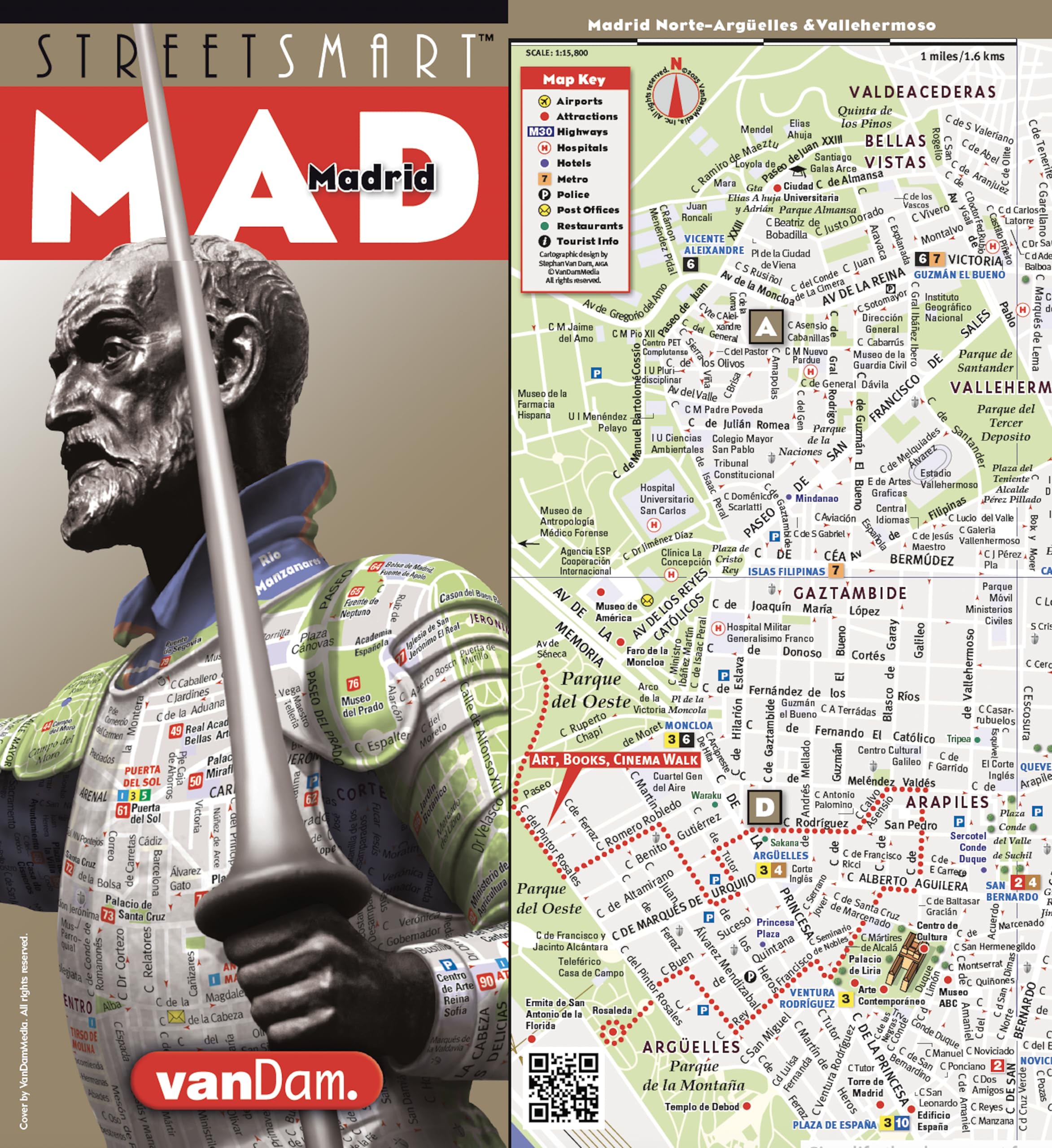 StreetSmart® Madrid Map by VanDam –– Laminated pocket size City Street Map to Madrid, Spain complete with all attractions, sights, museums, hotels and eleven walks, English, Spanish and German 2026 Edition