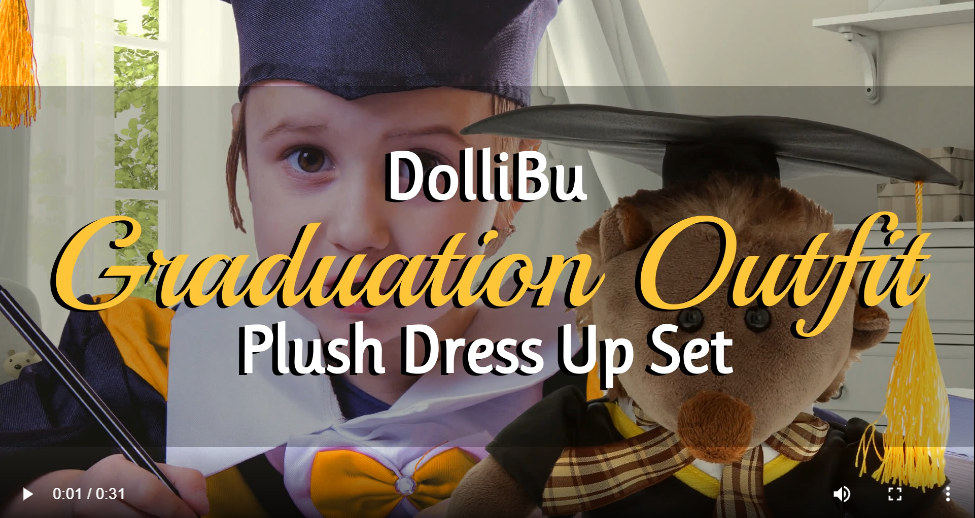 2 Sets Graduation Bear Outfits - Blue Cape With Yellow Collar Cap & Gown For 30cm Stuffed Animals