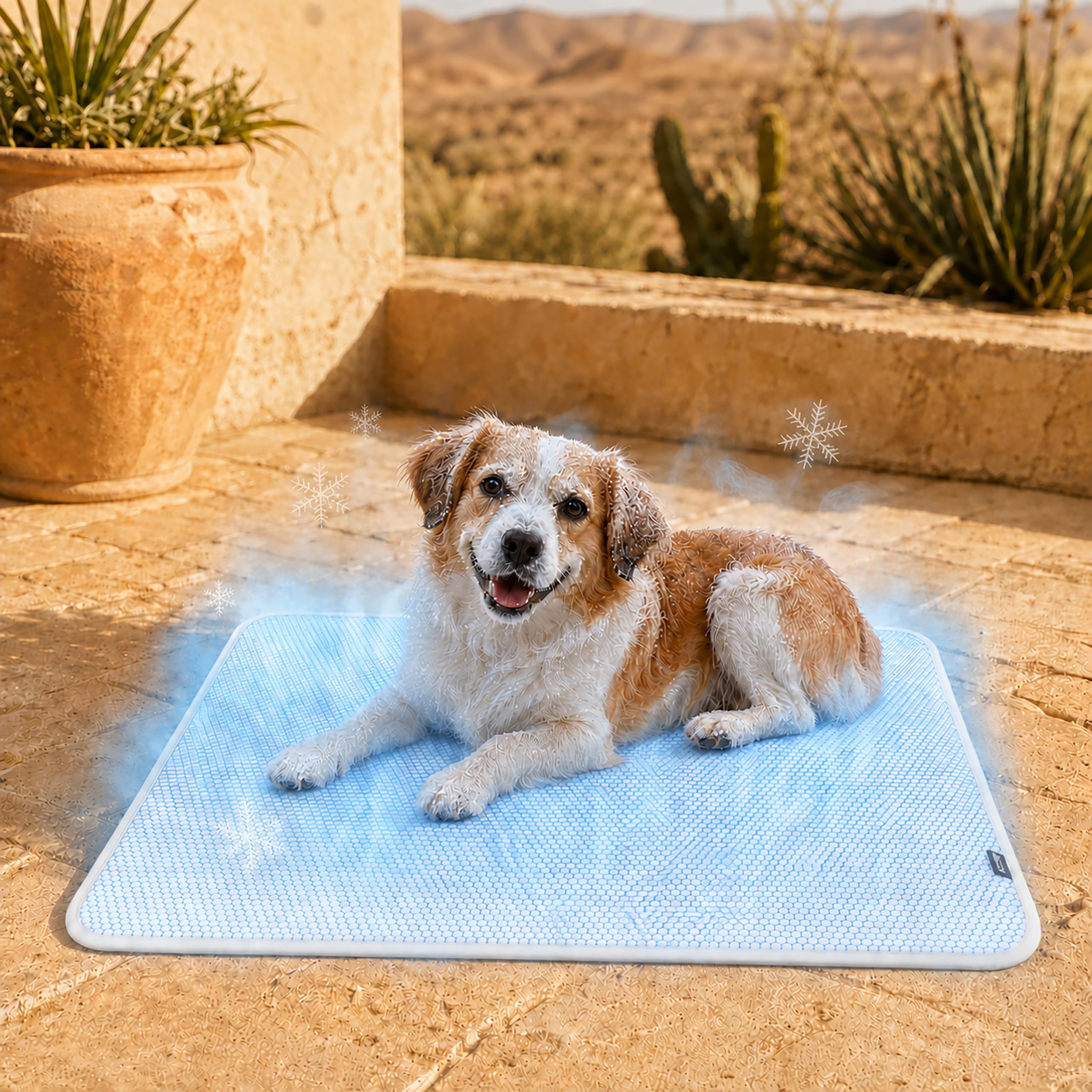 PillowPrim Tapis rafraîchissant imperméable pour chien – Couverture auto-rafraîchissante avec dessous en tissu espacé respirant, facile d'entretien et polyvalent
