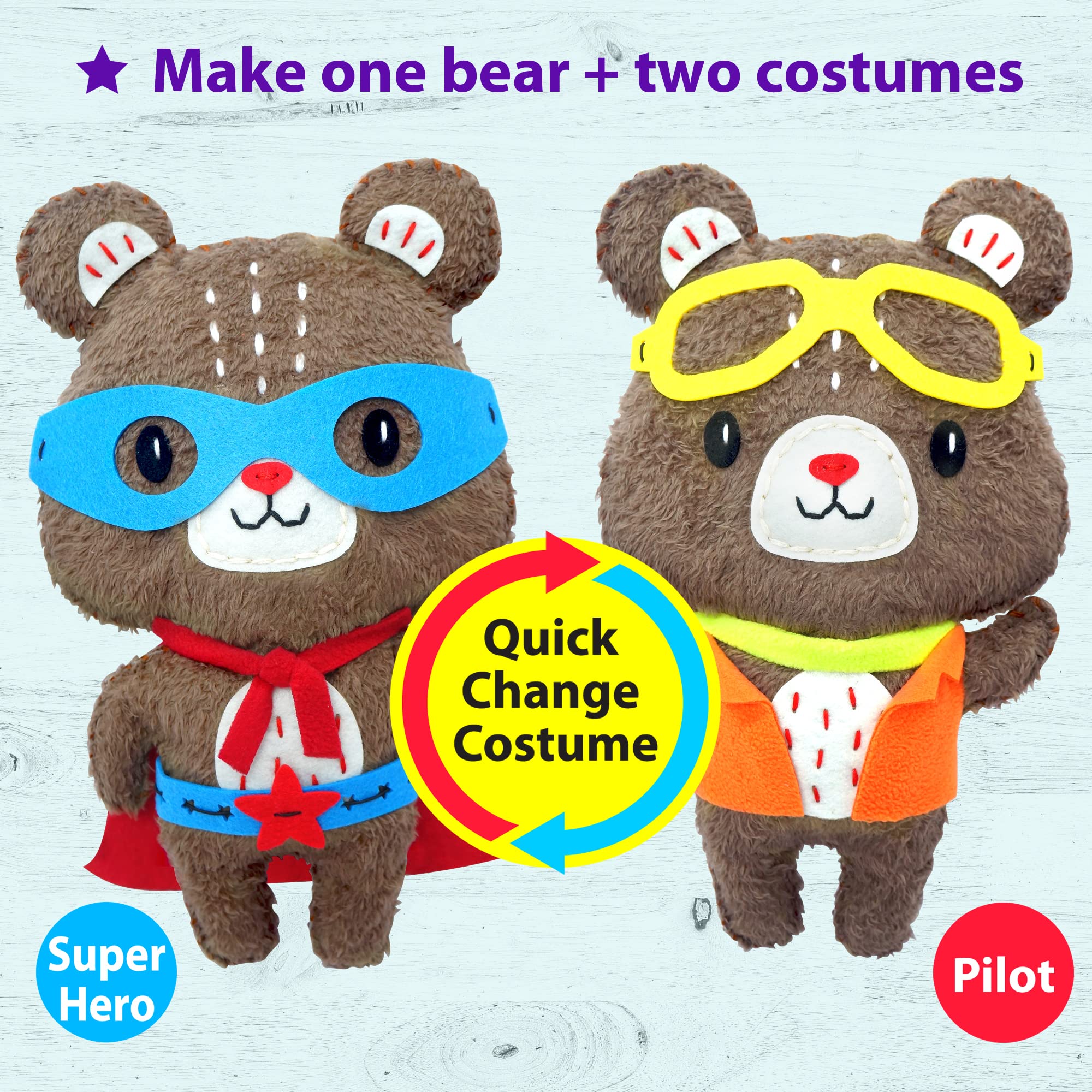 KRAFUN Kit Couture Lapin dès 7 Ans, Poupée Peluche | Coudre sa poupée lapin en peluche. Feutrine prédécoupée, aiguille sécurisée et instructions