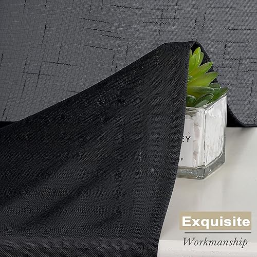 Miniatura 3 de Kirei - Cortinas traslúcidas negras de 63 pulgadas de largo, 2 paneles de lino sintético con textura suave y transpirable con bolsillo para barra,