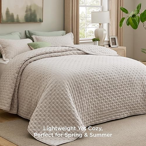 Vista 171 de Bedsure - Juego de colcha tamaño individual extralargo, ultrasónico suave, diseño de trébol, colcha ligera para todas las estaciones