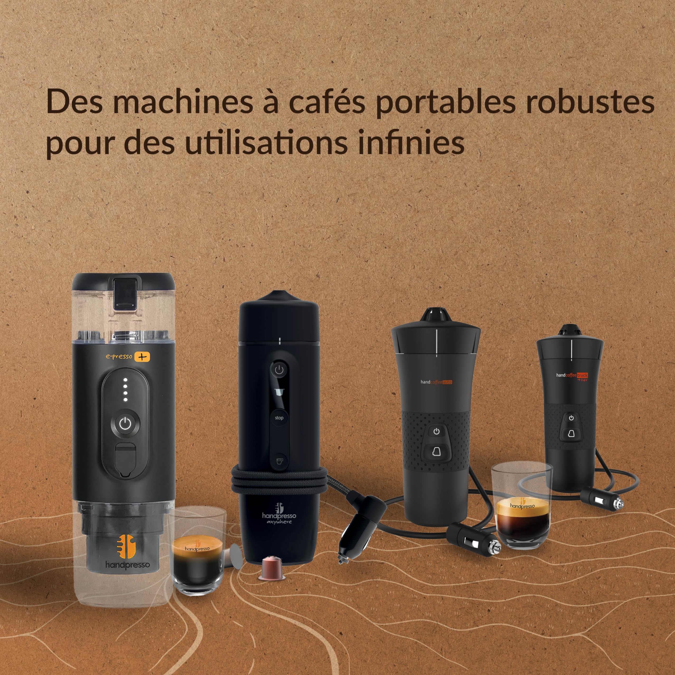 Handpresso E-Presso+ 21710 - Przenośny Ekspres do Kawy 110 ml z USB i Dużej Pojemności - do Espresso lub Mielonej, Czarny