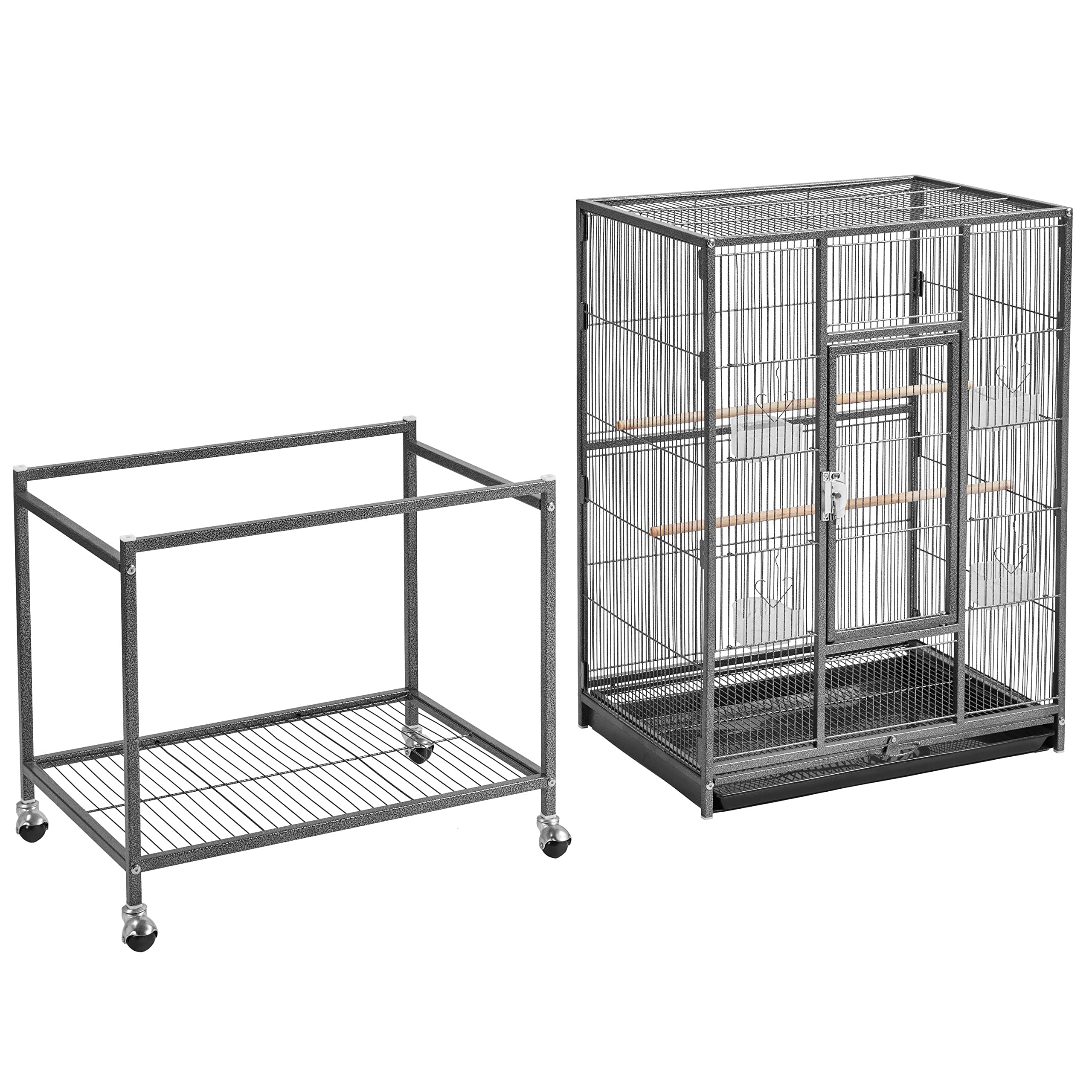 Yaheetech Vogelvoliere Vogelkäfig mit Tür Vogelhaus Vogelbauer mit Rollen 61 x 43 x 135 cm