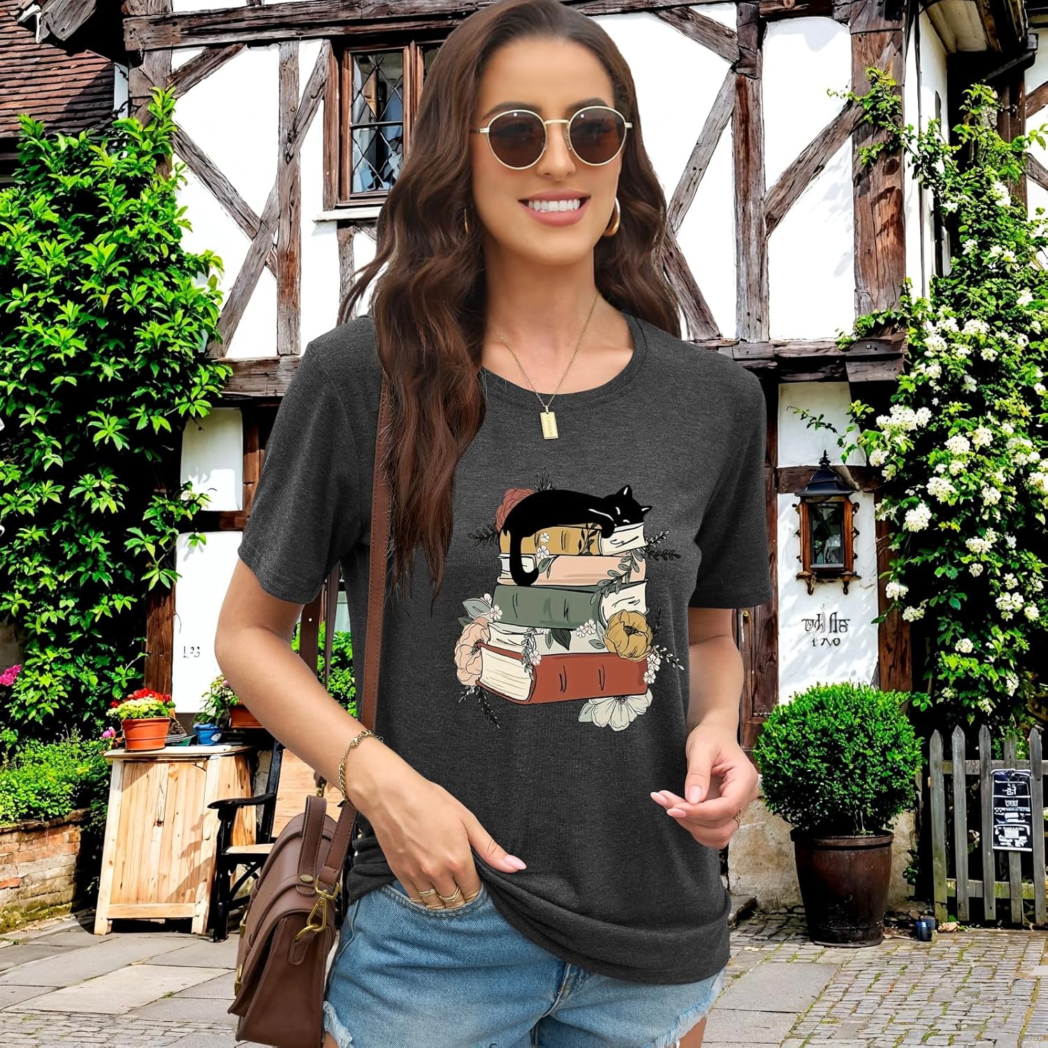 EUOW Tshirts for Womens Graphic Summer Tees Short Sleeve Loose Fit Trendy Tops - Image 5