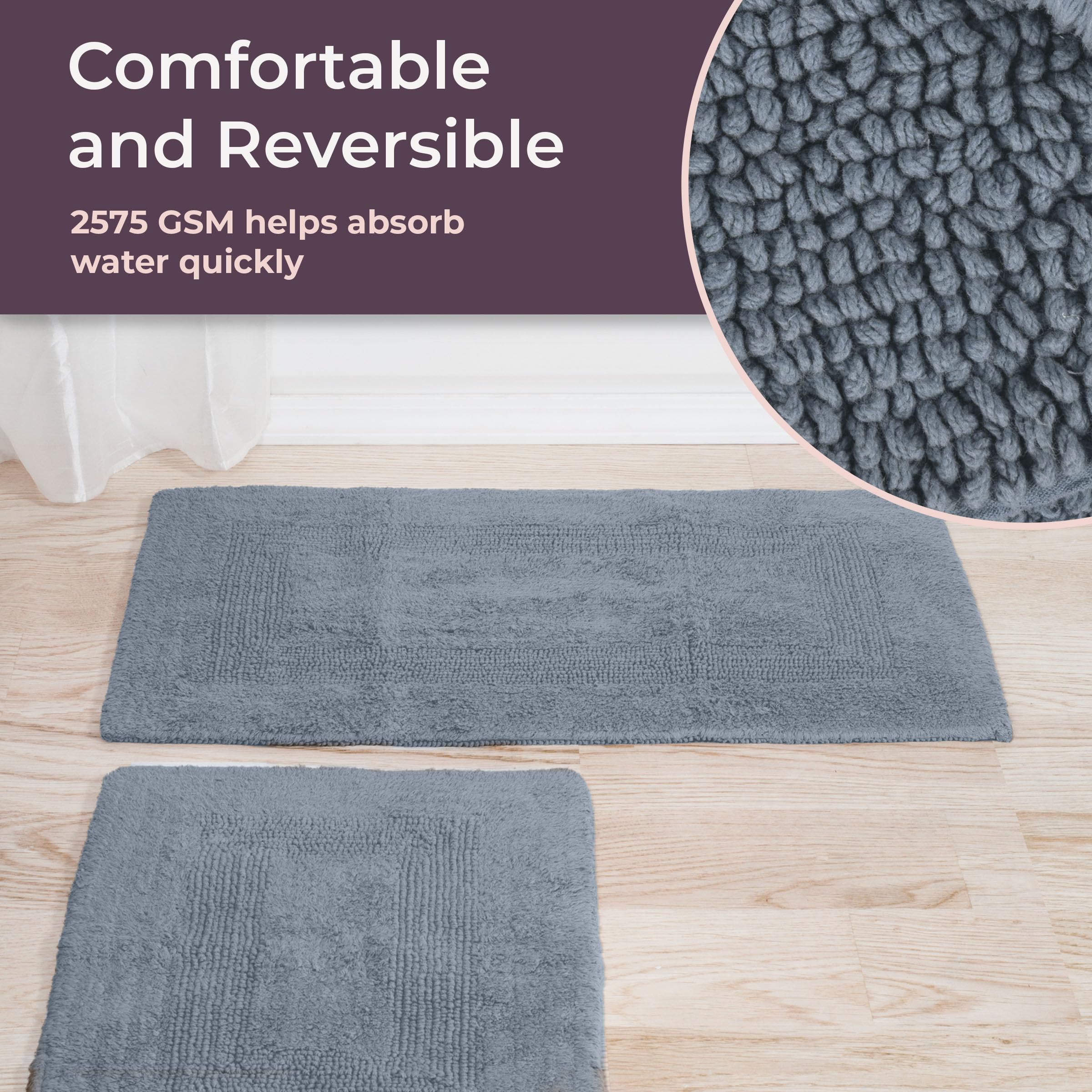 Tappeto Da Bagno In Cotone Turco Ricamato – Soft Hotel, Colore Argento, Morbido E Assorbente 800g/m² - 2