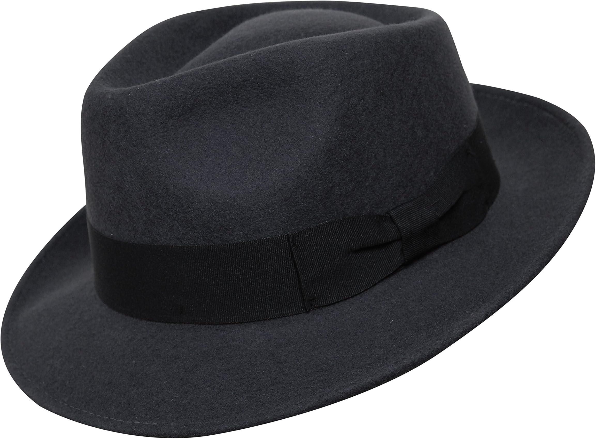 – B&S Premium Doyle - Teardrop Fedora Hat - 100% Wool Felt - Crushable for Travel - Water Resistant - Unisex