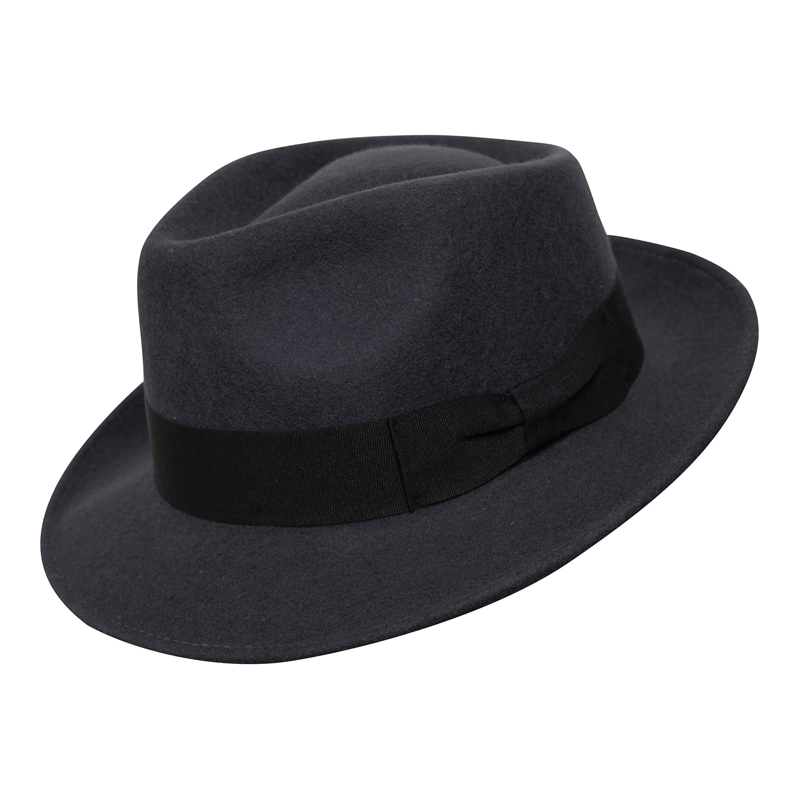 Premium Doyle - Teardrop Fedora Hat - 100% Wool Felt - Crushable for Travel - Water Resistant - Unisex