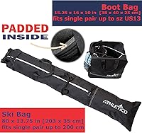 Vista 2 de Athletico - Combo de bolsas acolchadas para botas y esquís, dos piezas Guarda y transporta los esquís de hasta 200 cm y botas hasta la talla 30.5