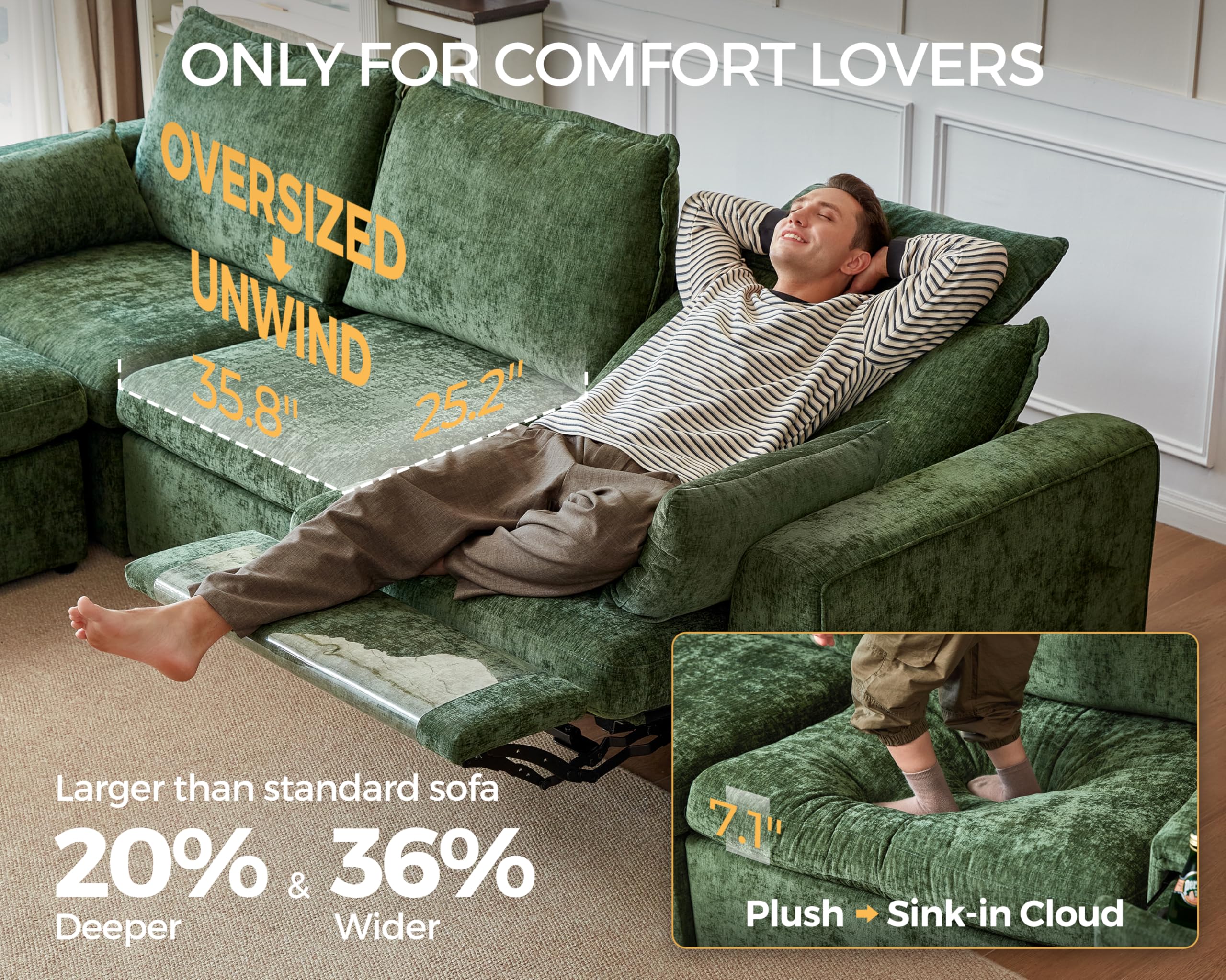 Best Modular Reclining Sofa Picks for 2026 1 Bedeep 175' Modular Reclining Sofa 6 Seater U-Shaped Couch with Ottomans, Chenil — product photo