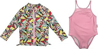 SwimZip Girl Long Sleeve Rash Guard & 1 Piece Swimsuit UPF 50+ (Multiple Colors) Price In India