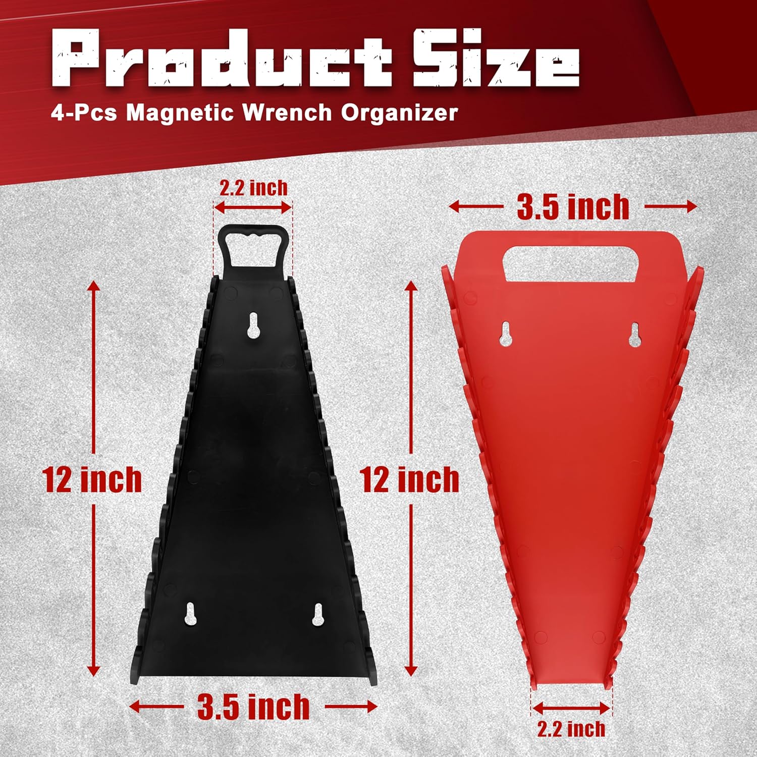 STXDY 4Pcs Magnetic Wrench Organizer, Wall Mounted Magnetic Tool Organizer, Handheld Magnetic Wrench Holder SAE & Metric for Workshop