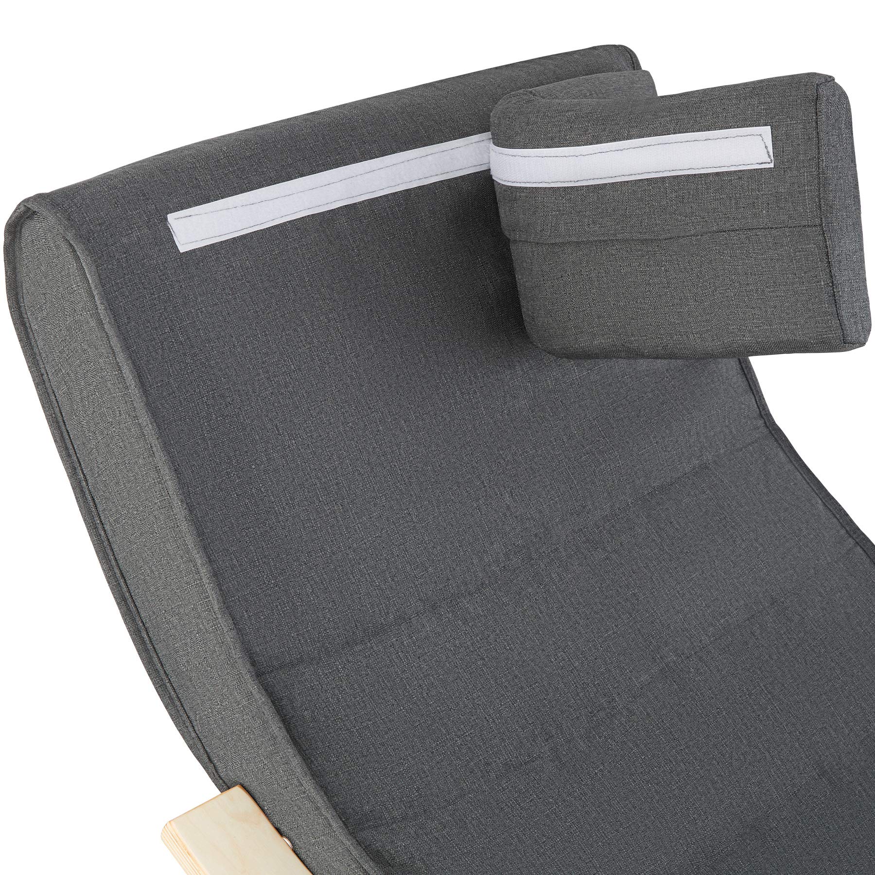 tectake® Silla Mecedora Ergonómica, Reposapiés Ajustable en 5 Posiciones, Cojín Mullido con Cierre, Almohadillas Antideslizantes, Estructura Robusta, Sillon Lectura, Muebles de Salon - Gris Oscuro