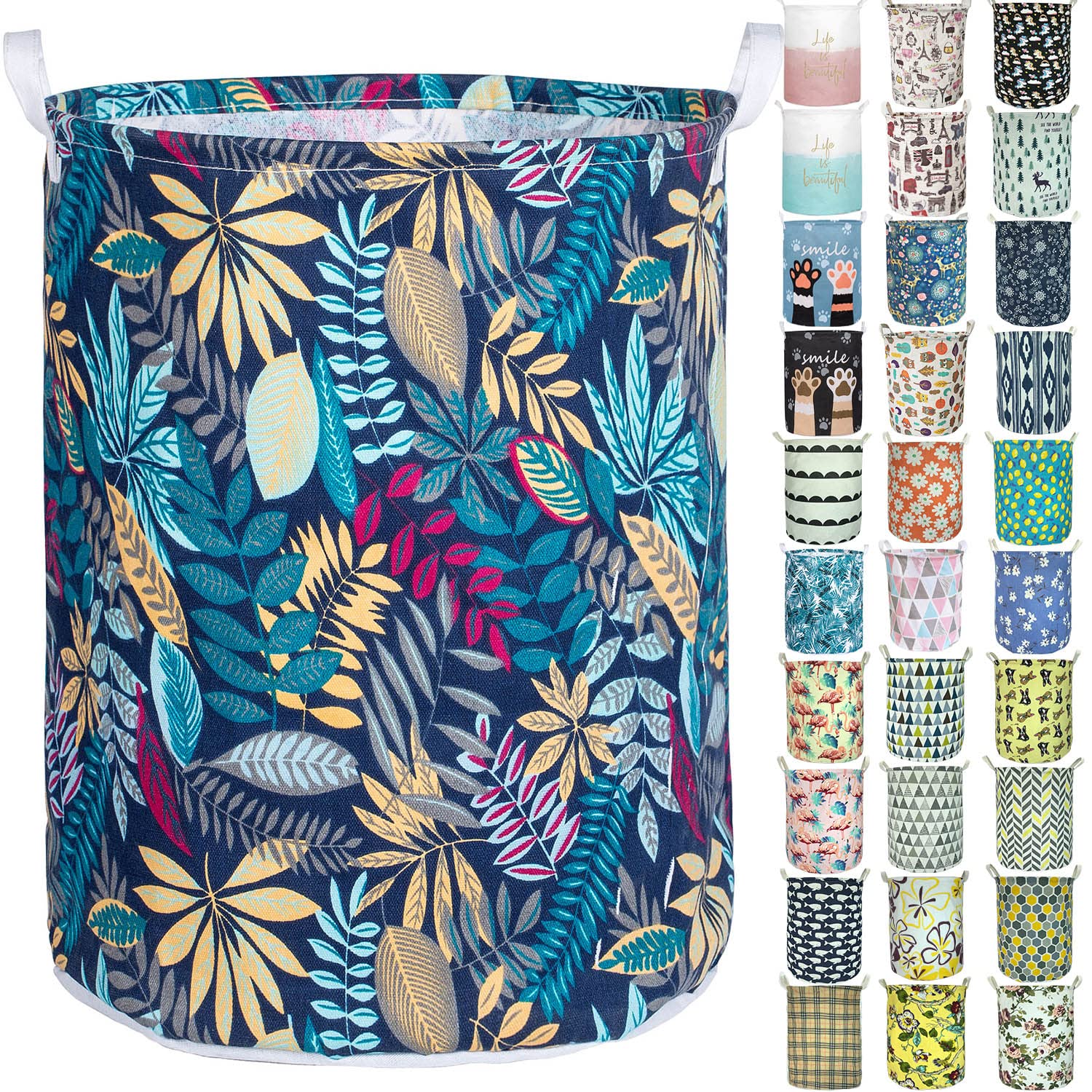 Merdes 19.7’’ Waterproof Foldable Laundry Hamper, Dirty Clothes Laundry Basket, Linen Bin Storage Organizer for Toy Collection (Jungle)