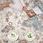 5x7 Area Rugs Living Room: Washable Boho Large Neutral Vintage Soft Rug Stain Resistant Farmhouse Non Slip Indoor Floor Carpet for Bedroom Nursery Kids Playroom Office Dining Room- Beige Blue