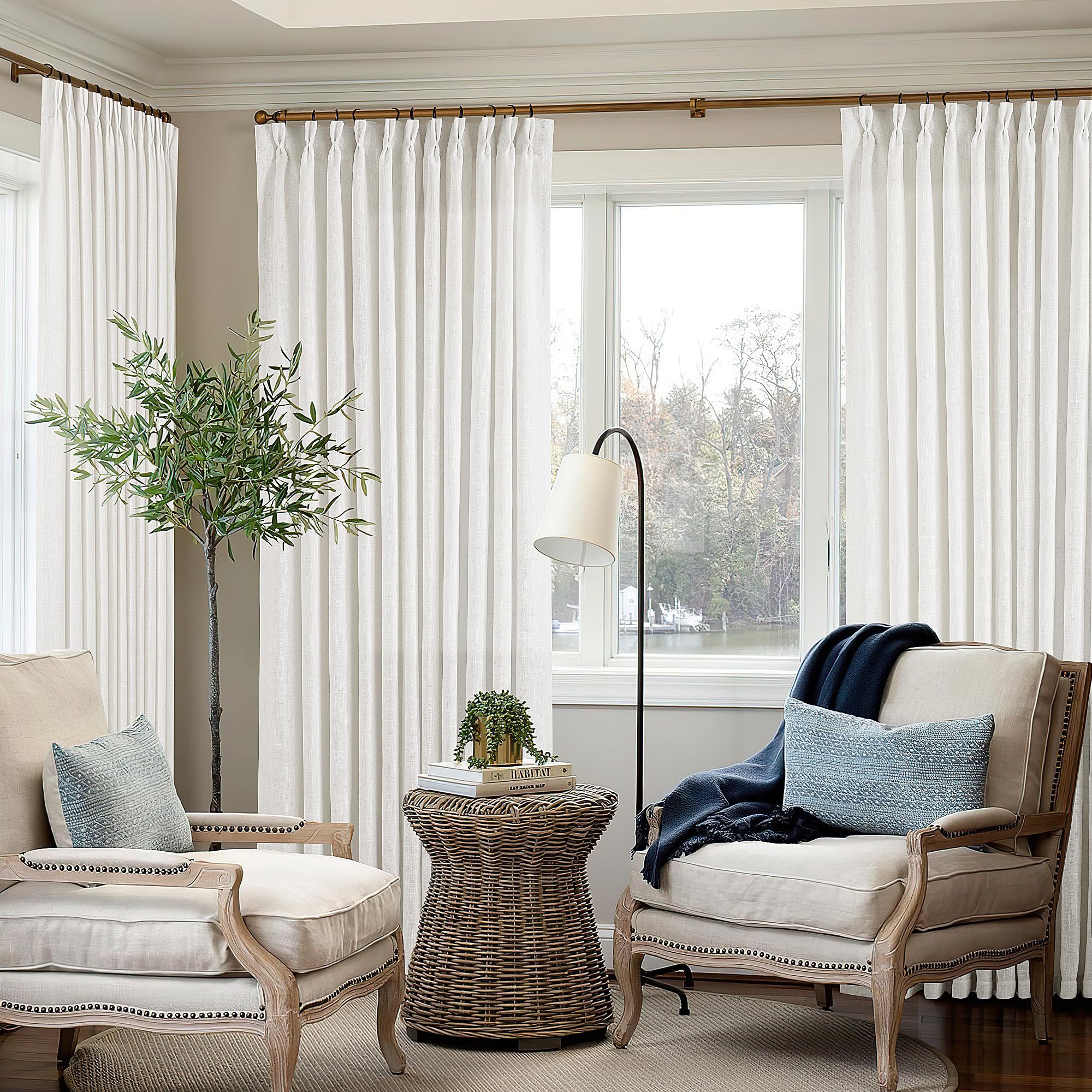 Amazon.com: TWODRAPES Ivory White Pinch Pleated Extra Wide Linen