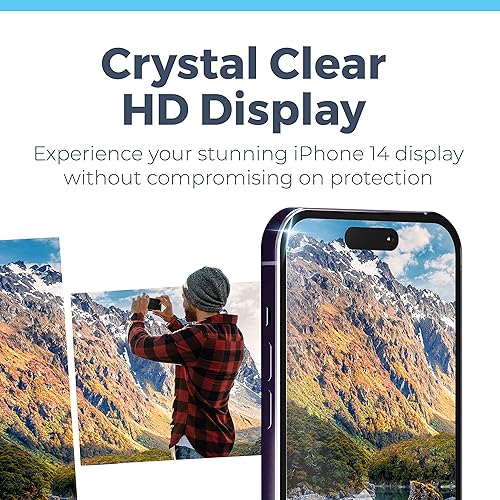Miniatura 7 de Power Theory Paquete de 2 protectores de pantalla para iPhone 14 Pro Premium inastillable de vidrio templado dureza 9H, marco fácil de instalar,