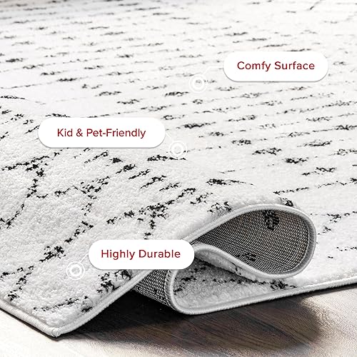 Miniatura 74 de nuLOOM 2x8 Alfombra de Área Blythe Marroquí, Negro y Blanco, Diseño Bohemio Desvanecido, Resistente a Manchas, Para Dormitorio, Comedor, Sala