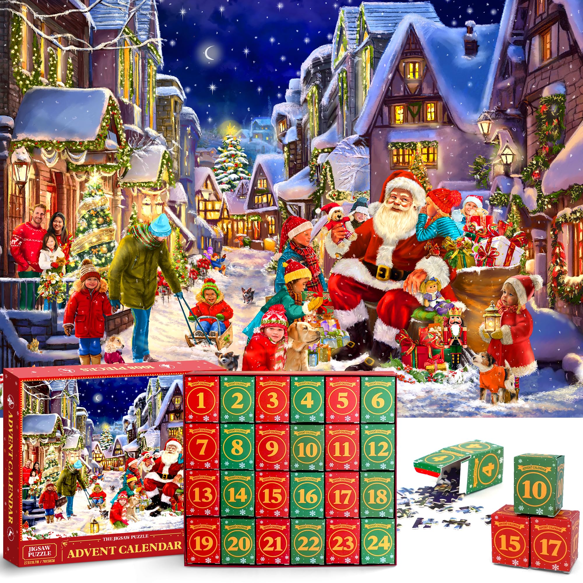 ZIZZ Puzzles Advent Calendar 2025 - Christmas Advent Calendar Puzzle 1008 Piece for Adult Christmas Gifts, Christmas Countdown Calendar 2024 Jigsaw Puzzle Toy for Christmas Home Decoration