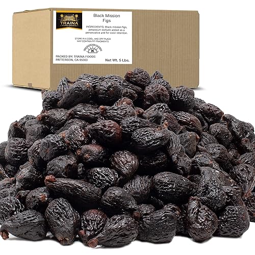 Traina Home Grown California Higos Enteros Secos de Misión Negra - Saludables, Sin Azúcar Añadida, Sin OMG, Sin Gluten, Certificado Kosher, Vegano,