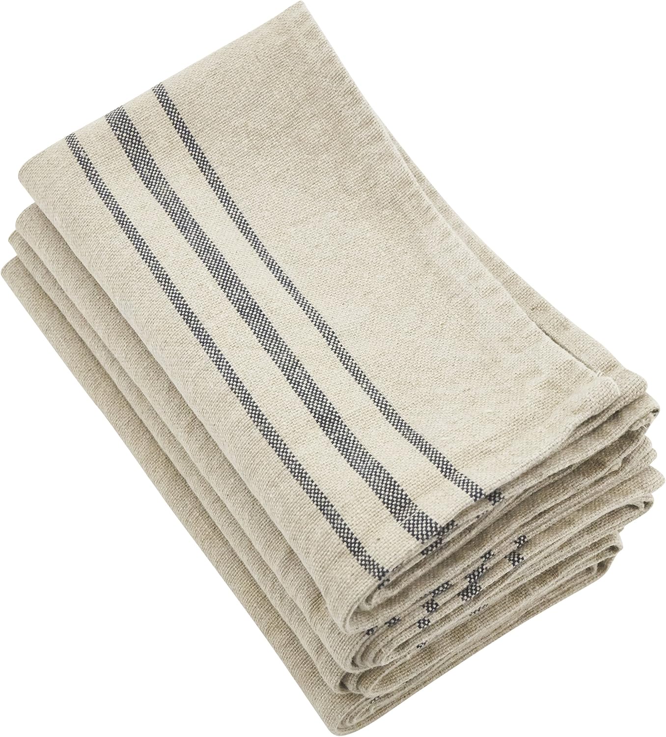 Natural Color 100% Linen Striped Cloth Napkin, 20" Square - (4 Piece).
