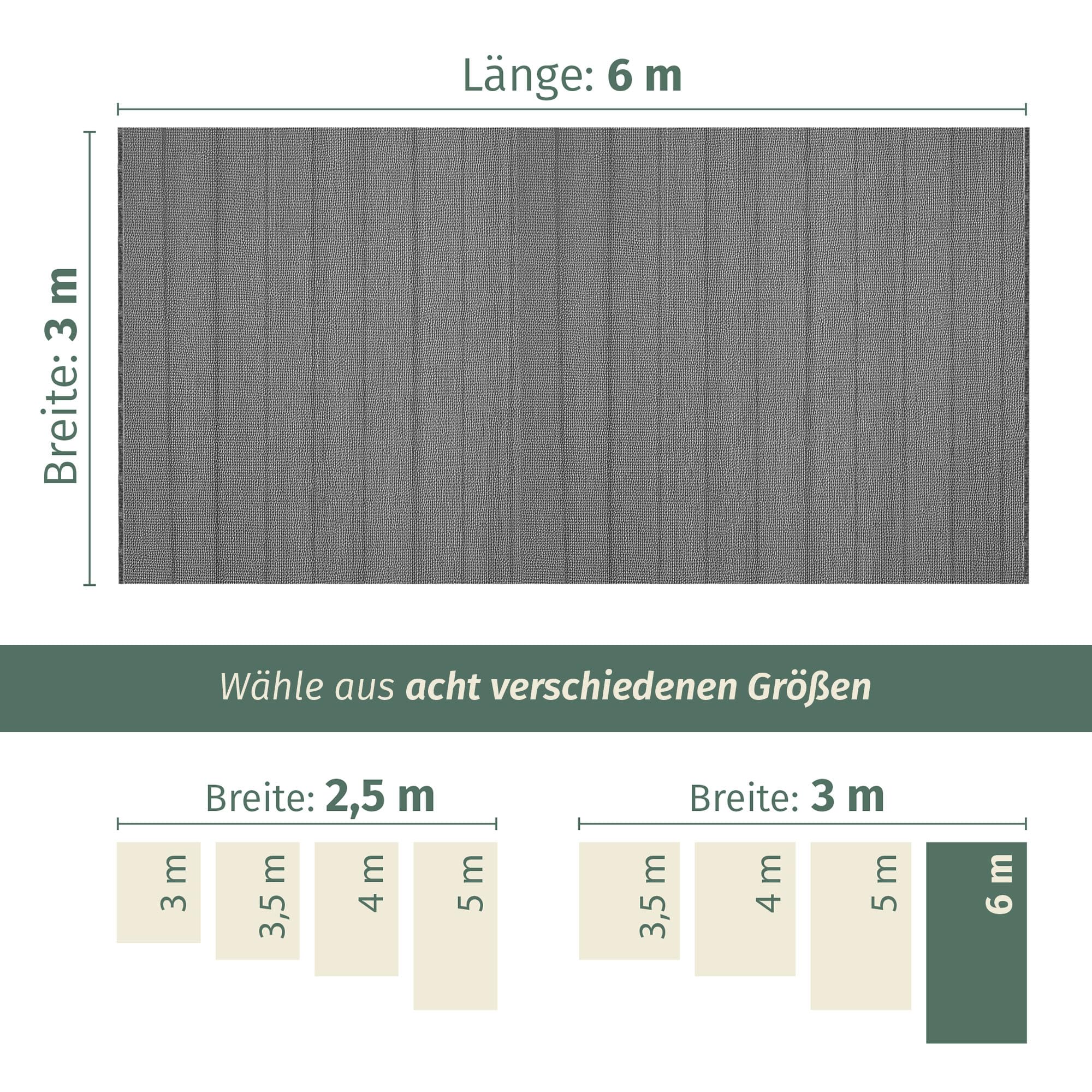 Dywan namiotowy, ciemnoszary, 300 x 600 cm, odporny na warunki atmosferyczne, do przyczep kempingowych, kamperów, oddychający, łatwy do prania