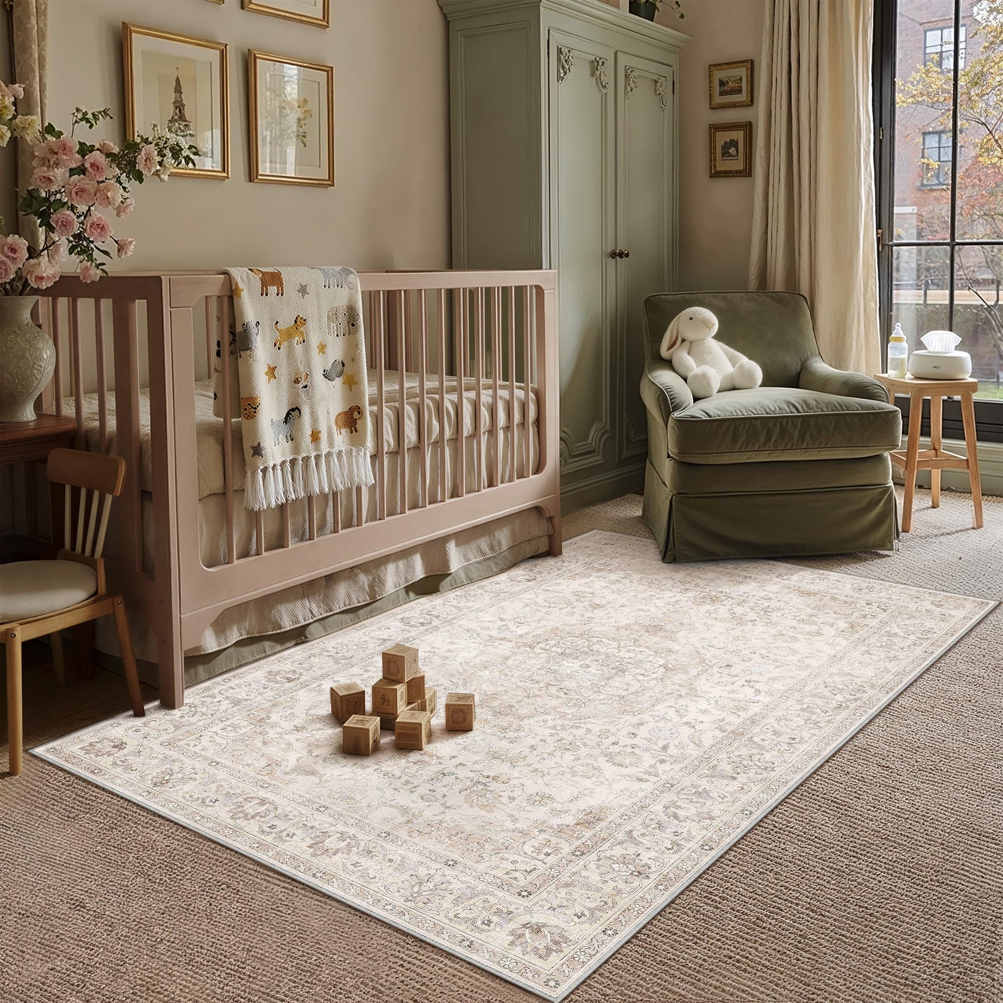 PureCozy Teppich Wohnzimmer Boho Teppiche | Weich Kurzflor, Rutschfest, Leicht, Schlafzimmer, Esszimmer, Büro, Kinderzimmer