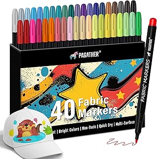 Fabric Markers Permanent for Clothes, 40 Colors Fine Tips Paint Pens for Clothing Canvas Tote Bags T-Shirt and Shoes, Non Toxic Ink for Kids and Adults
